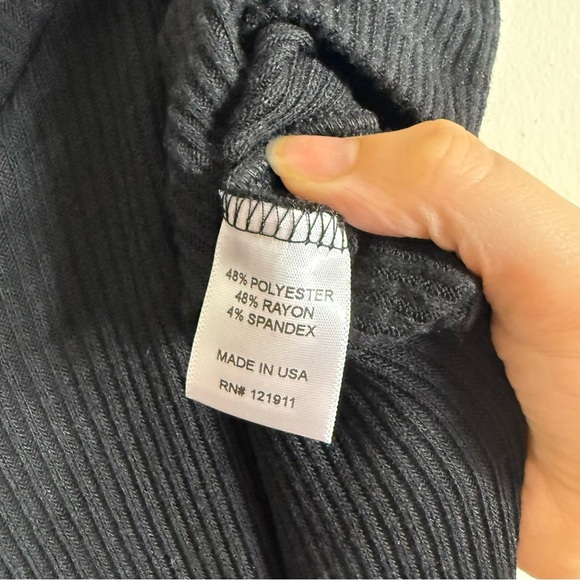 NWT LNA Neo Twist Front Black Ribbed Midi Dress XL - Picture 6 of 7